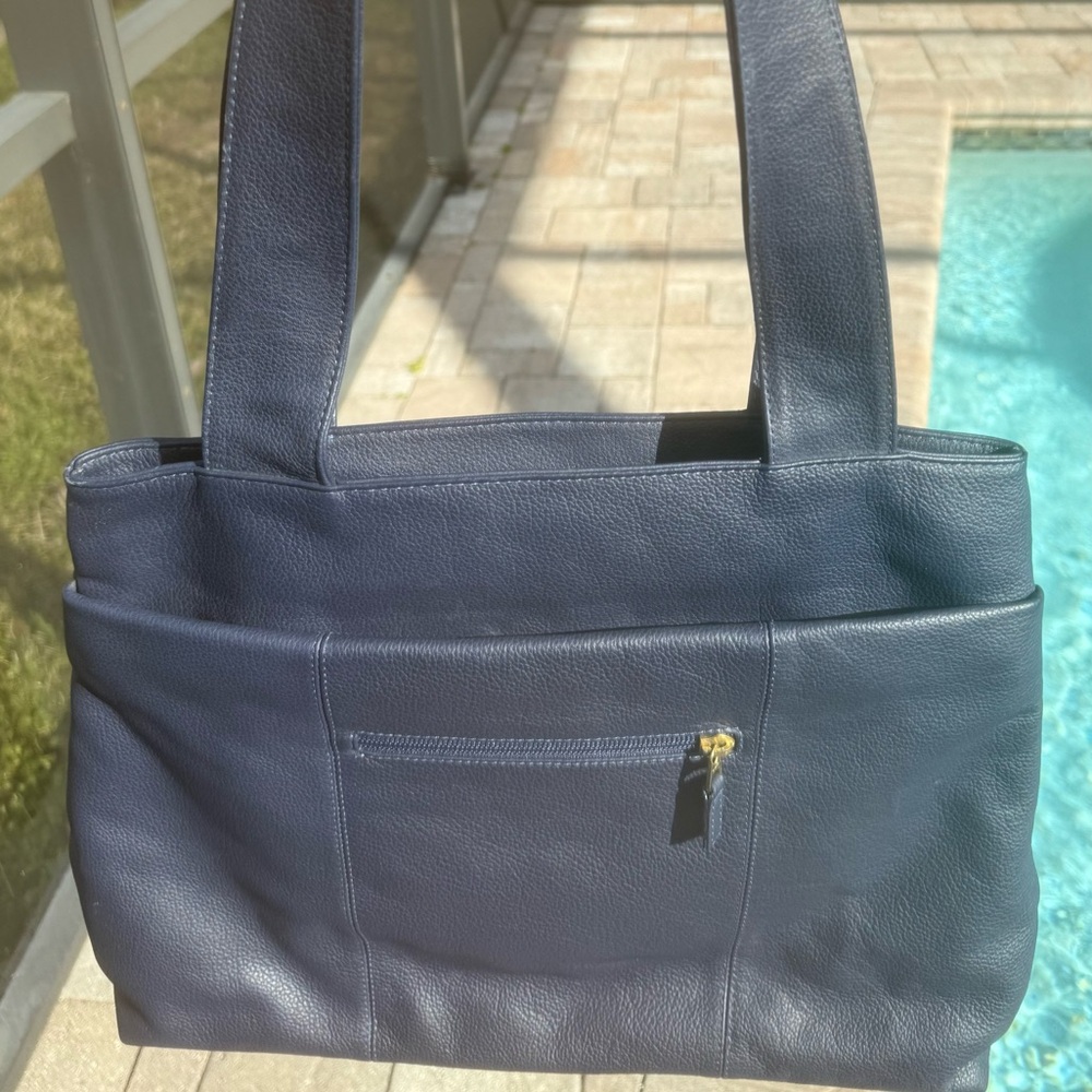 JPOurse Bolivia Blue Leather Large Tote